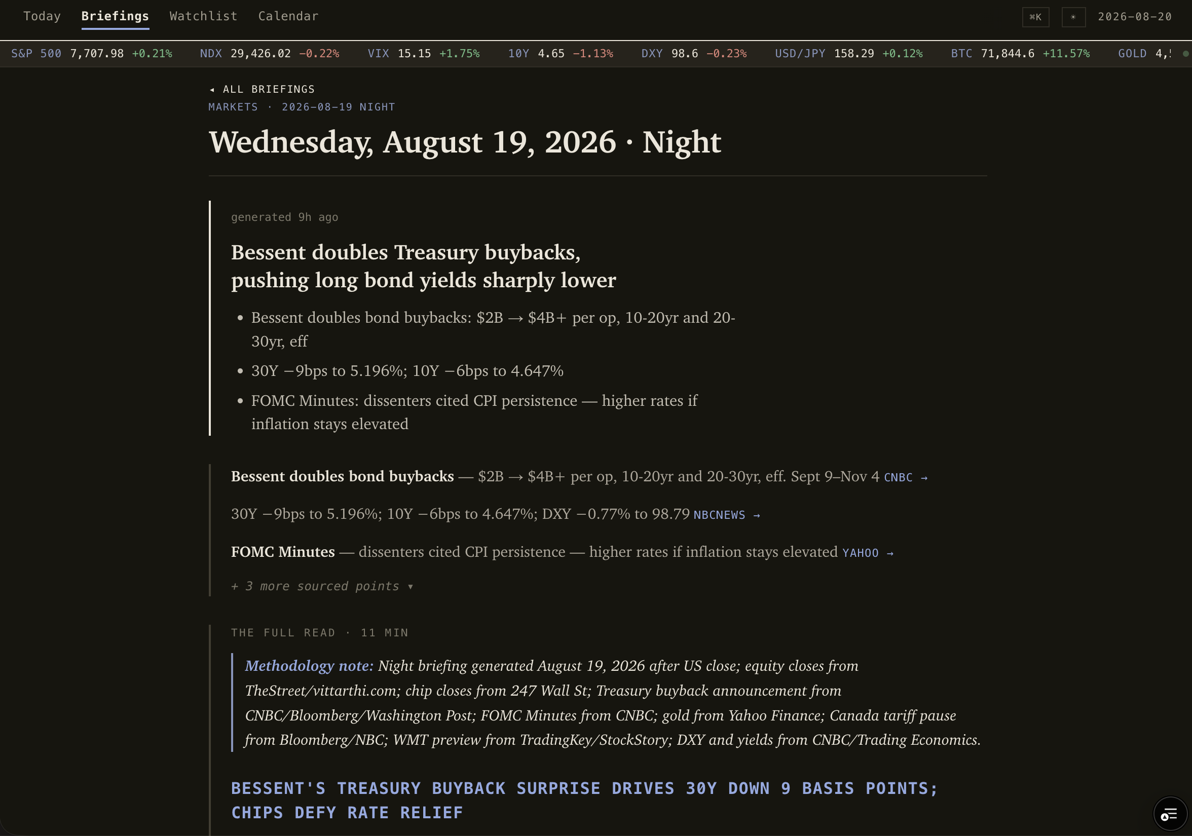 Full briefing read view